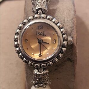 Vintage L.E.I. Silver Beaded Stretch Bracelet Women's Watch